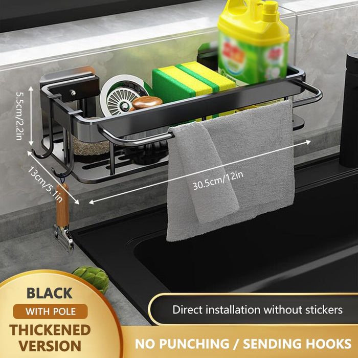 Rack organizador de cozinha para toalha, esponja, detergentes com dreno.