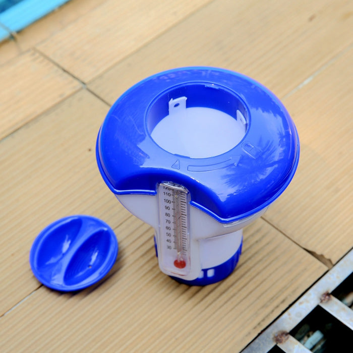 Dispenser Flutuante para cloro com termômetro, produto para piscinas.