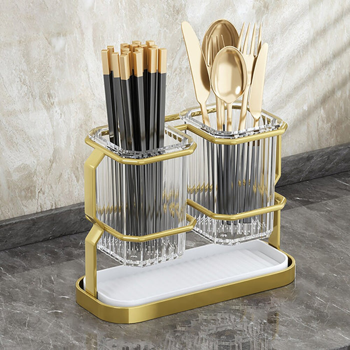 Suporte de talheres de bancada de cozinha montado na parede organizador de utensílios de cozinha rack porta facas ouro branco garfo colher pauzinhos tubo