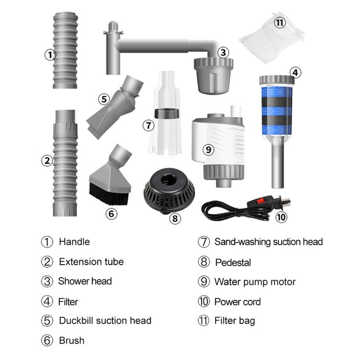 Bomba elétrica para troca de água de aquário, ferramenta de limpeza de tanque de peixes, trocador de água a vácuo, limpador de cascalho, bomba de filtro de sifão, 20w, 30w, 220v