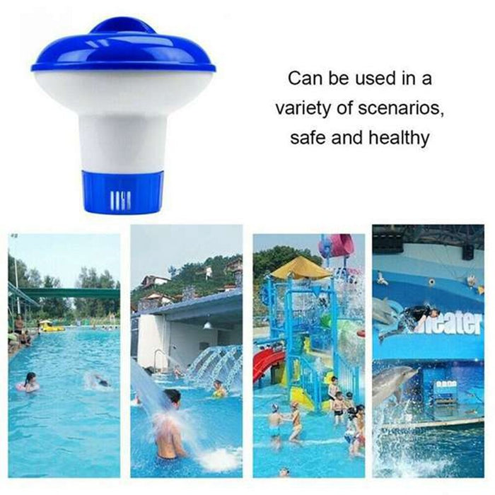 Dispenser flutuante para hidromassagem, banheiras e piscinas + 100g de Pastilhade cloro.