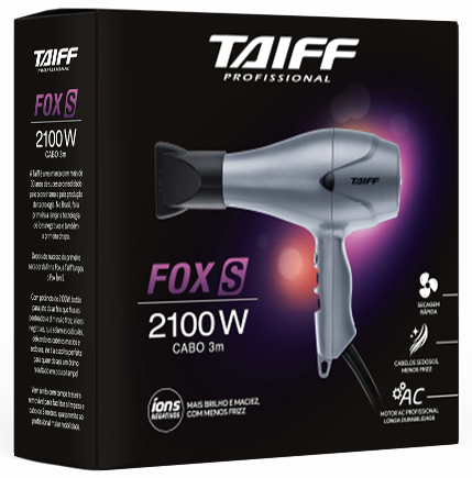 Taiff Secador Fox Ion S Prata, Profissional 2100w, 127V