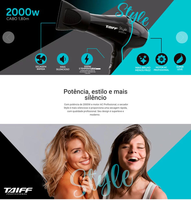 Taiff Secador Style 2000W 127V Style 333 Preto