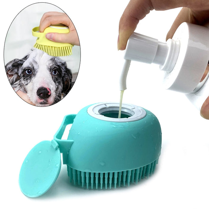 Esponja De Silicone Para banho de pets Com Dispenser de Shampoo/Sabonete