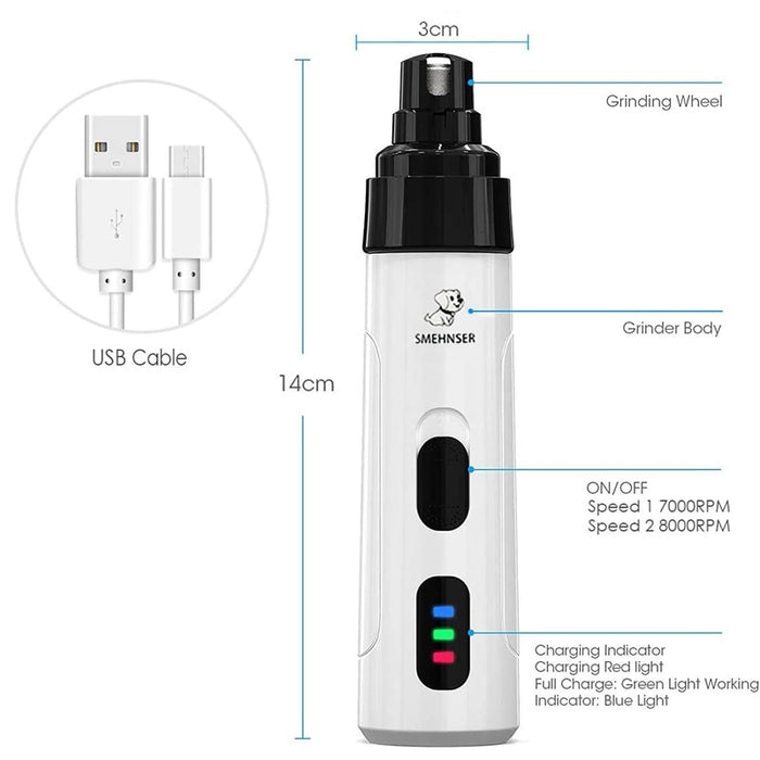 Cortador De Unhas Elétrico Silencioso Gato Cachorro Usb Pet