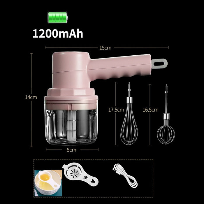 Misturador de mão portátil liquidificador de comida sem fio elétrico 3 velocidade batedor de ovo de bolo de leite batedor de ovos cozimento de comida cozinha de massa de alho