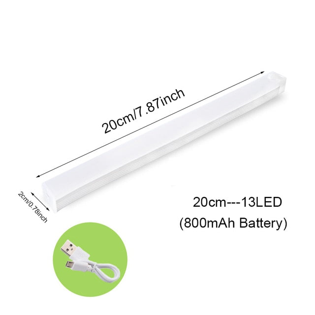 Sensor de movimento luz sem fio led night light usb recarregável lâmpada do armário guarda-roupa sob luz de fundo para cozinha usb