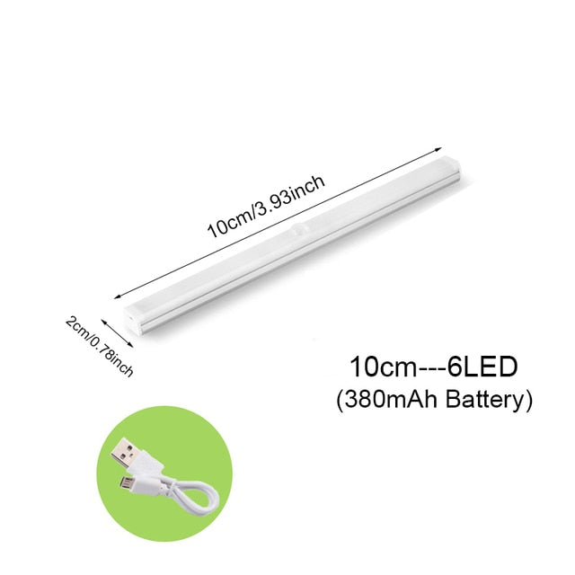 Sensor de movimento luz sem fio led night light usb recarregável lâmpada do armário guarda-roupa sob luz de fundo para cozinha usb