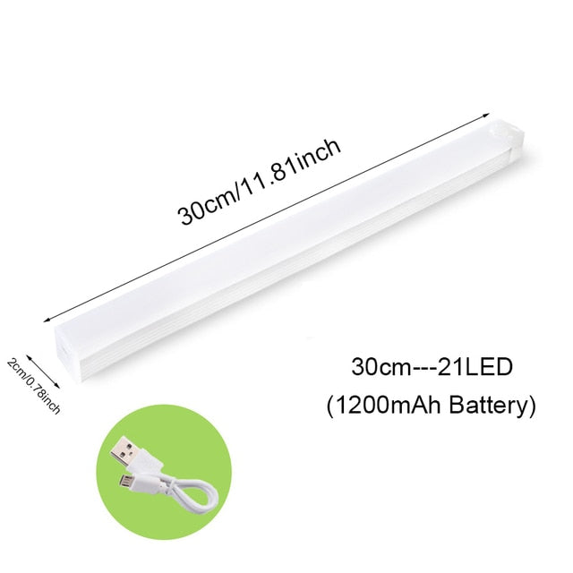 Sensor de movimento luz sem fio led night light usb recarregável lâmpada do armário guarda-roupa sob luz de fundo para cozinha usb