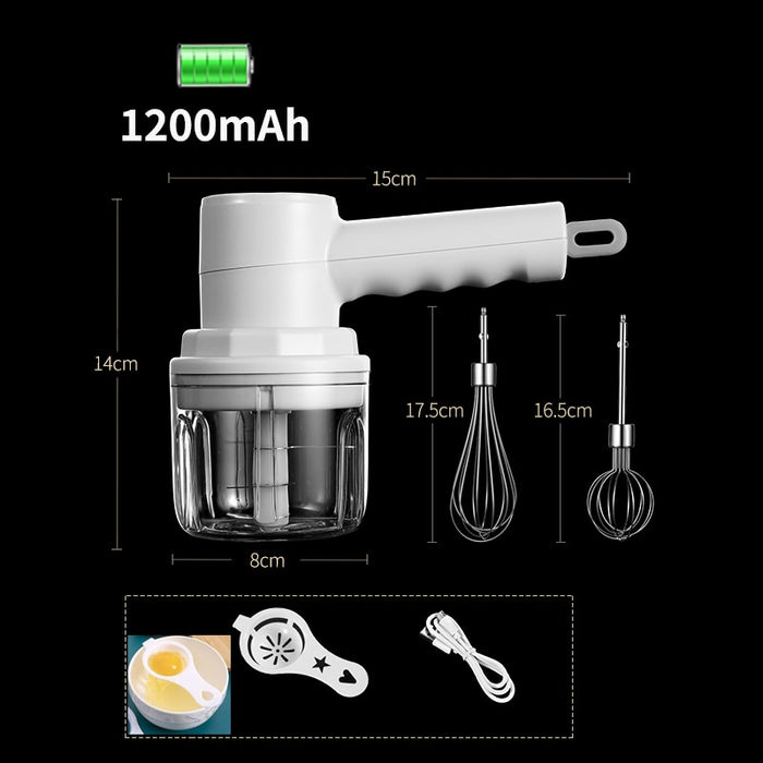 Misturador de mão portátil liquidificador de comida sem fio elétrico 3 velocidade batedor de ovo de bolo de leite batedor de ovos cozimento de comida cozinha de massa de alho