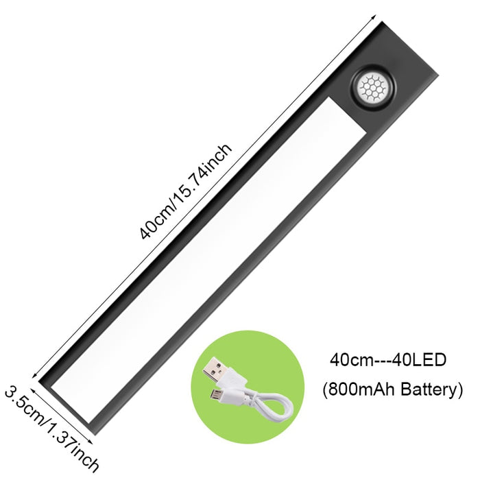 Sensor de movimento luz sem fio led night light usb recarregável lâmpada do armário guarda-roupa sob luz de fundo para cozinha usb